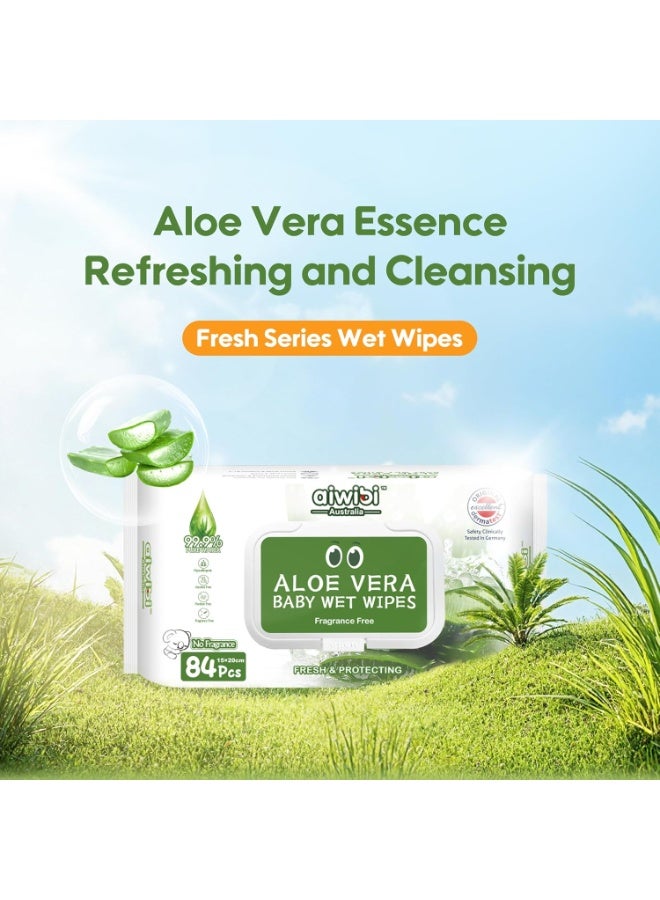 aiwibi 100% Skin-friendly Baby Wet Wipes 84 Sheets- Pack of 3 (252 Pcs) - Image 2